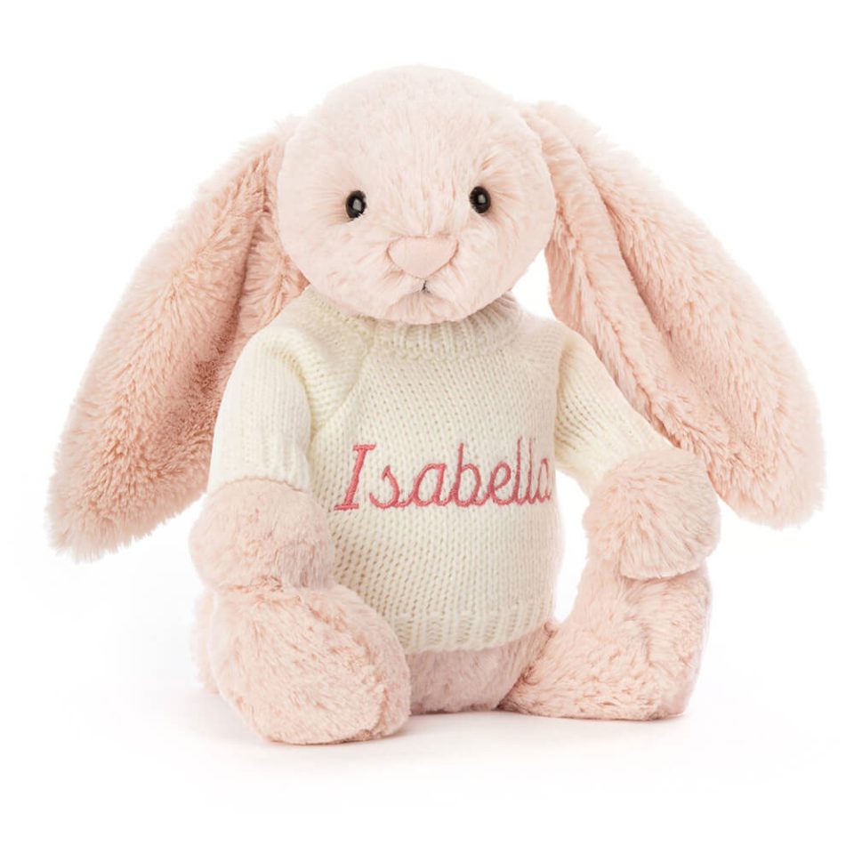 Bashful Blush Bunny with Personalised Cream Jumper