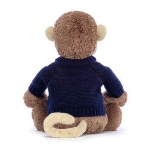 Bashful Monkey with Personalised Navy Jumper
