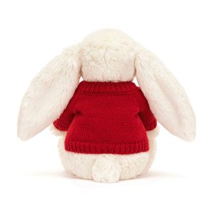 Bashful Cream Bunny with Personalised Red Jumper
