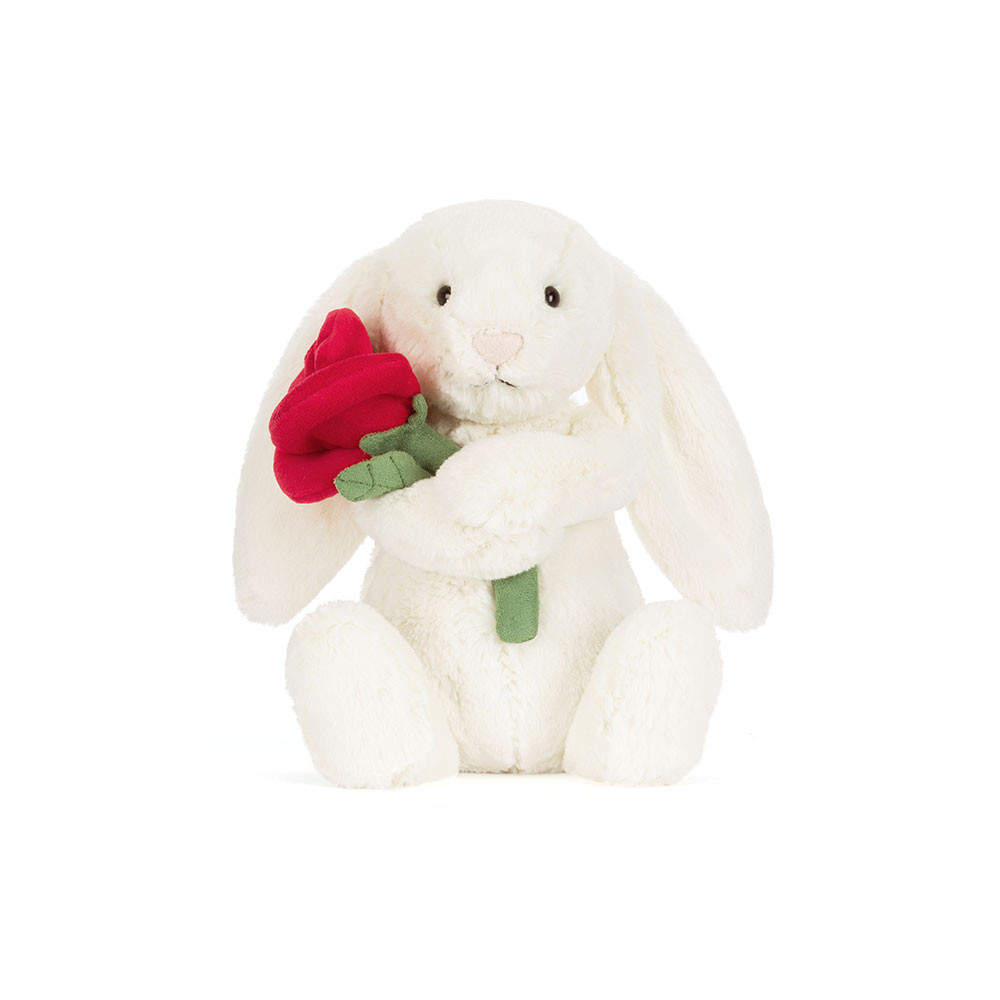 Cream-Bunny-with-Rose, View 4